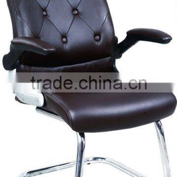 High-end brown middle back meeting chairs with armrests