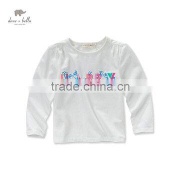 DK0411 dave bella spring autumn kids t-shirt baby girl white cotton t shirt kid cloth children tops child tees girls tee