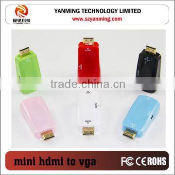 mini HDMI to VGA + Audio Adapter male to female with 3.5mm audio cable