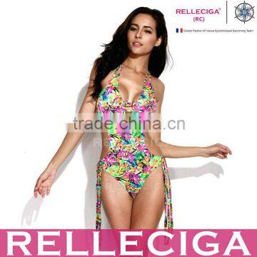 RELLECIGA 2016 Jungle Pattern One-piece Swimsuit with a Trio of Straps at Center Front Opening