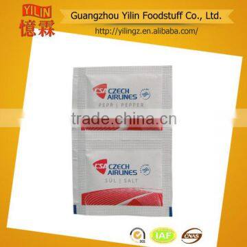 1g refined salt and 0.1g black pepper airline sachets with good flavors