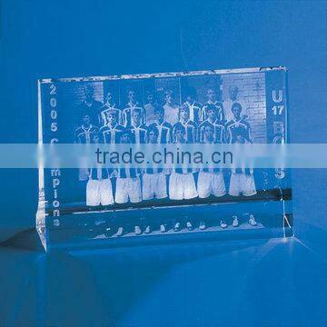 Wholesale optical crystal glass 3d laser engraving team photo block/cube gift