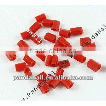 DarkRed Opaque Glass Seed Beads, Two Cut Beads, 3x1.8mm(TCSDB25B)