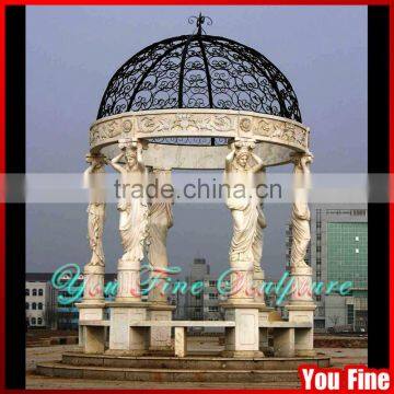 Hand Carved Outdoor Small Size Stone Cheap Garden Metal Top Gazebo