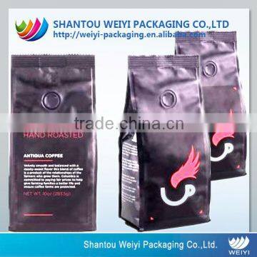 custom food vacuum plastic coffee beans bag with valve