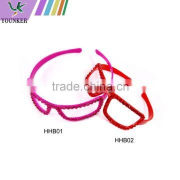 lovely stone applique eyeglass shape hair band for kids