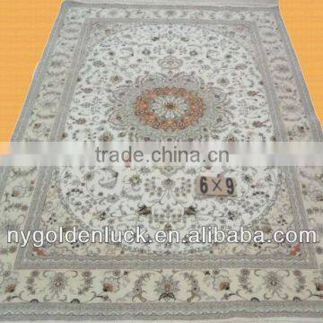 6x9ft hand knotted persian wool and silk blended rugs/carpets