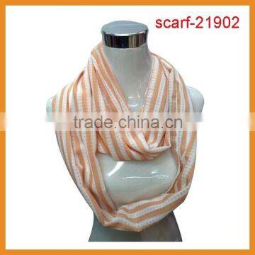 orange white stripe scarf,chiffon scarf stripe print