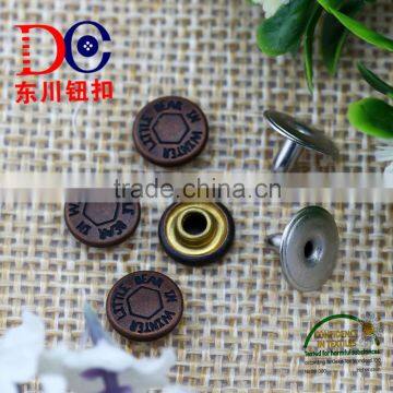 Fashion metal button manufacture jean rivet with embossed logo