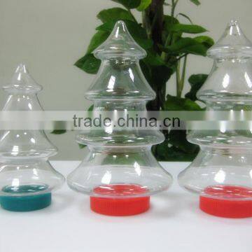 Christmas tree shape jar /clear plastic candy jar