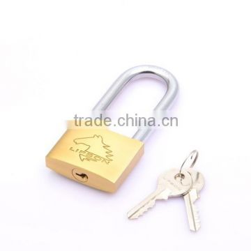 Long shackle single locking brass safety padlock