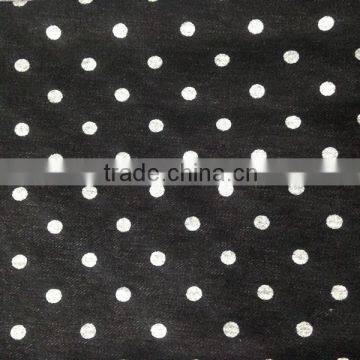 51%cotton 43%polyester 6%spandex Sulfur Black Knit Printed Denim Fabric