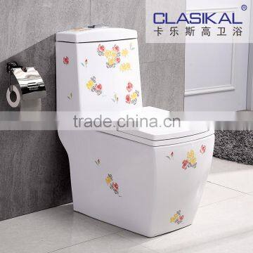 2016 Modern flower design bathroom wc porcelain toilet