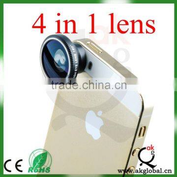 Magnetic Detachable Fish Eye Lens 2x Telephoto Lens Wide Angle + Macro Lens 4 in 1 Camera Lens Kits Designed for iphone