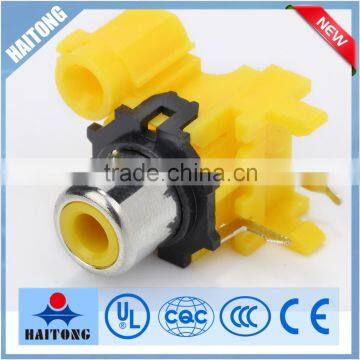 Yellow single holes AV socket with screened