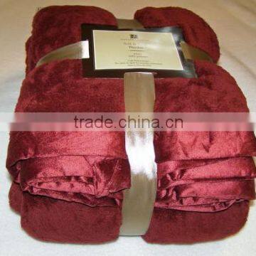 Warm Double Layer Burgundy Plush Lightweight Promotion Blanket