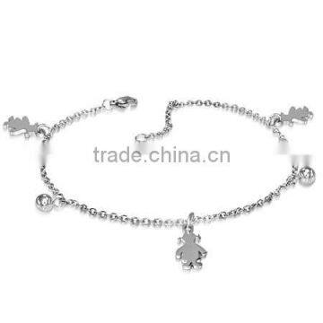 Eco-Friendly Stainless Steel Blank Baby Girl Solid Ball Charm Bracelet Anklets