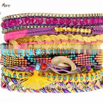 Gold french multilayer coin jewelry magnetic bracelet rope bracelet                        
                                                Quality Choice