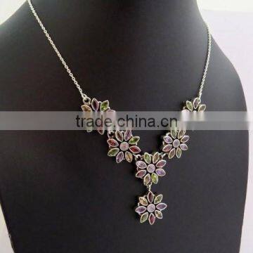 Forever Shiny !! Multi Colour 925 Sterling Silver Necklace, Silver Jewelry Exporter, 925 Sterling Silver Jewelry