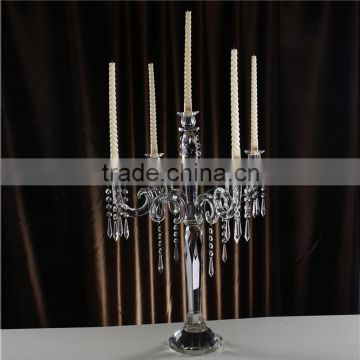 2016 newest design of 5 arms crystal glass candelabra for decoration