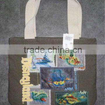 COTTON CANVAS SUBLIMATION PRINT APPLIQUE WASHED BAG