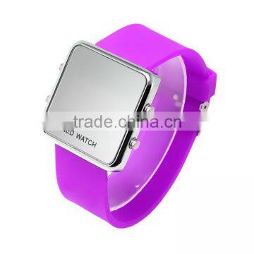 Mirror led watch new fashion led watch for man rubber strap silver case wrist watches wholesale alibaba