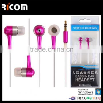 stylish metal earphone,Metal colorful metal earphone,Metal flat cable earphone for iphone 5-EO3007--Shenzhen Ricom