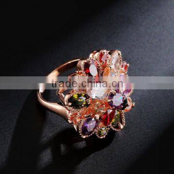 Hot Sale Unique Fashion Multicolor 18K Rose Gold Plated AAA Zircon Engagement Weddding Bijoux Rings Fine Jewelry photo-4
