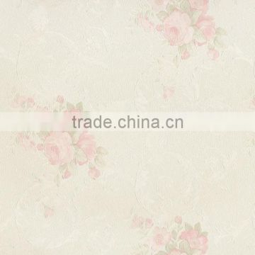 cream pink flower wallpaper for interior room made in china