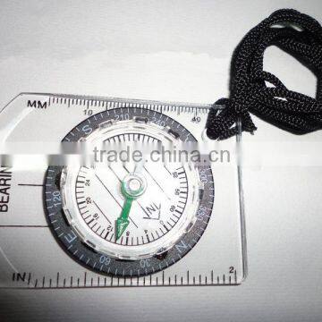 NEW Mini All in 1 Map MM INCH Outdoor Hiking Camping Measure Ruler Baseplate Compass