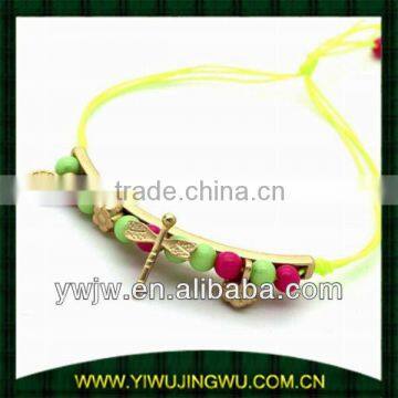 Neon Flower Charm Leather Friendship Bracelets (JW-G2620)