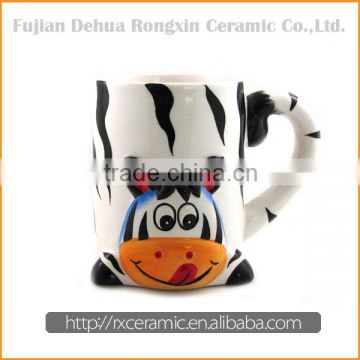 Cartoon animal hand-painted 3D ceramic family mug