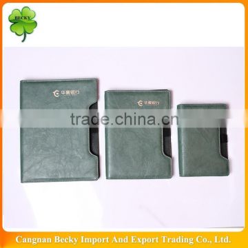 Special bank advertisement green soft imitation leather office gift notepad/organizer/planner/notebook/diary