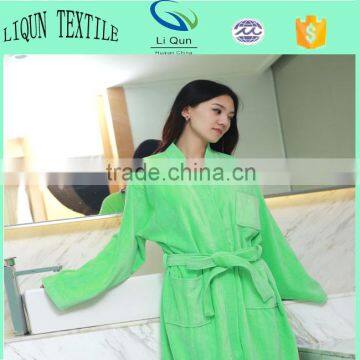 Cotton Fancy Velour Bathrobe Green Color Kimono Robe Home Women Garment