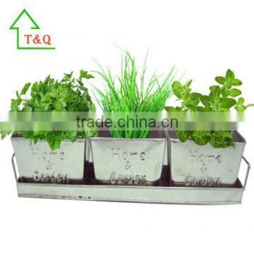 Garden Porch Windowsill 3 Metal Tin Pot Tray Decorative Flowerpots