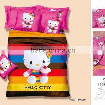 Hello Kitty Children Room Decoration 3-4pcs 100%polyeter Bed Sheet Pillow Cover Bedding Set photo-1