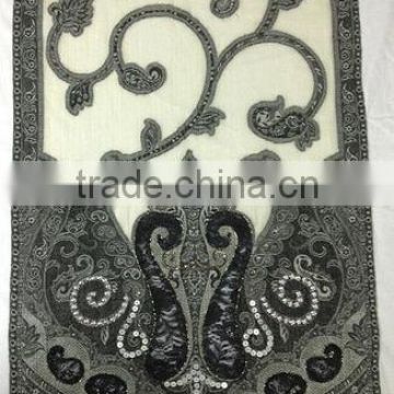 Pure Wool Shawls with Lace embroidery