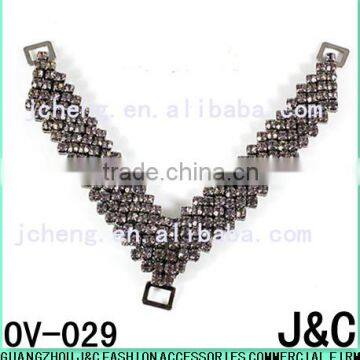 v Shaped Black Diamond Rhinestone Decorated Shoe Ornament/ Shoe Accessory/ Shoe Trim photo-1