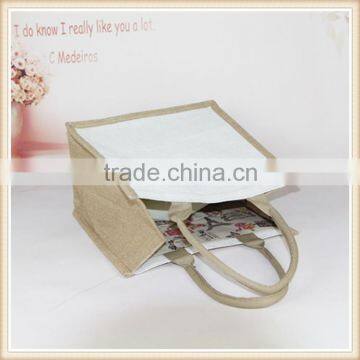 Jute Bag White Color Front and Back,nature With Side,linen Fabric Inner photo-4