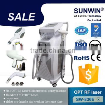 SW-836E 3 in 1 two screen opt/shr RF nd yag Laser machine