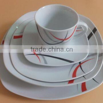 Ceramic Dinnerware With Simple Design for Hotel Porcelain Dinnerware Item Square Porcelain Crockery Dinner Sets photo-5