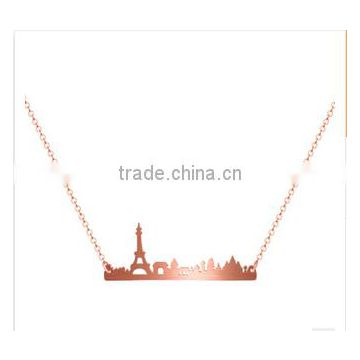 SCI206 rose gold silver plane pendant eiffel tower romantic