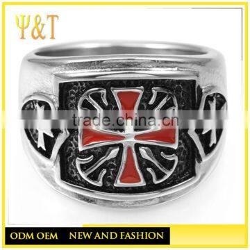 China Factory Knight Armor Templar Crusader Shield Cross Rings, Rem Enamel Cross Rings(HF-048)