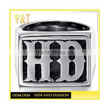 Jingli Jewelry wholesale over size men's stainless steel HD letter biker rings, cheap custom biker signet rings (HS-051)