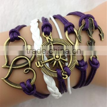 MYLOVE purple leather bracelet 2014 sell hot wholesale diy charms jewelry MLCN071