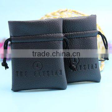 custom emboss logo drawstring leather horse hair bags for packing