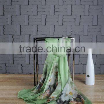 Factory Free Sample 100% Real Silk Chiffon Digital Printed Shawl