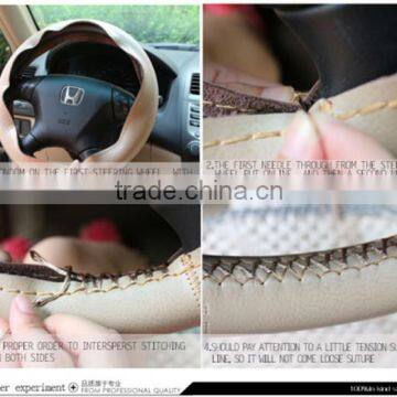 Manufacturing good quality 100% real leather steering wheel cover for cars