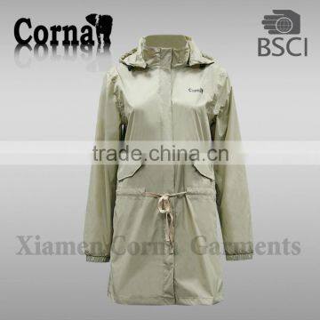 2016 New Style Women Leisure Long Raincoat Jacket With Hood photo-2