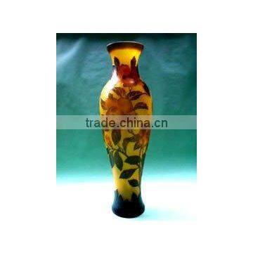 Chinese unusual glass galle cut vases